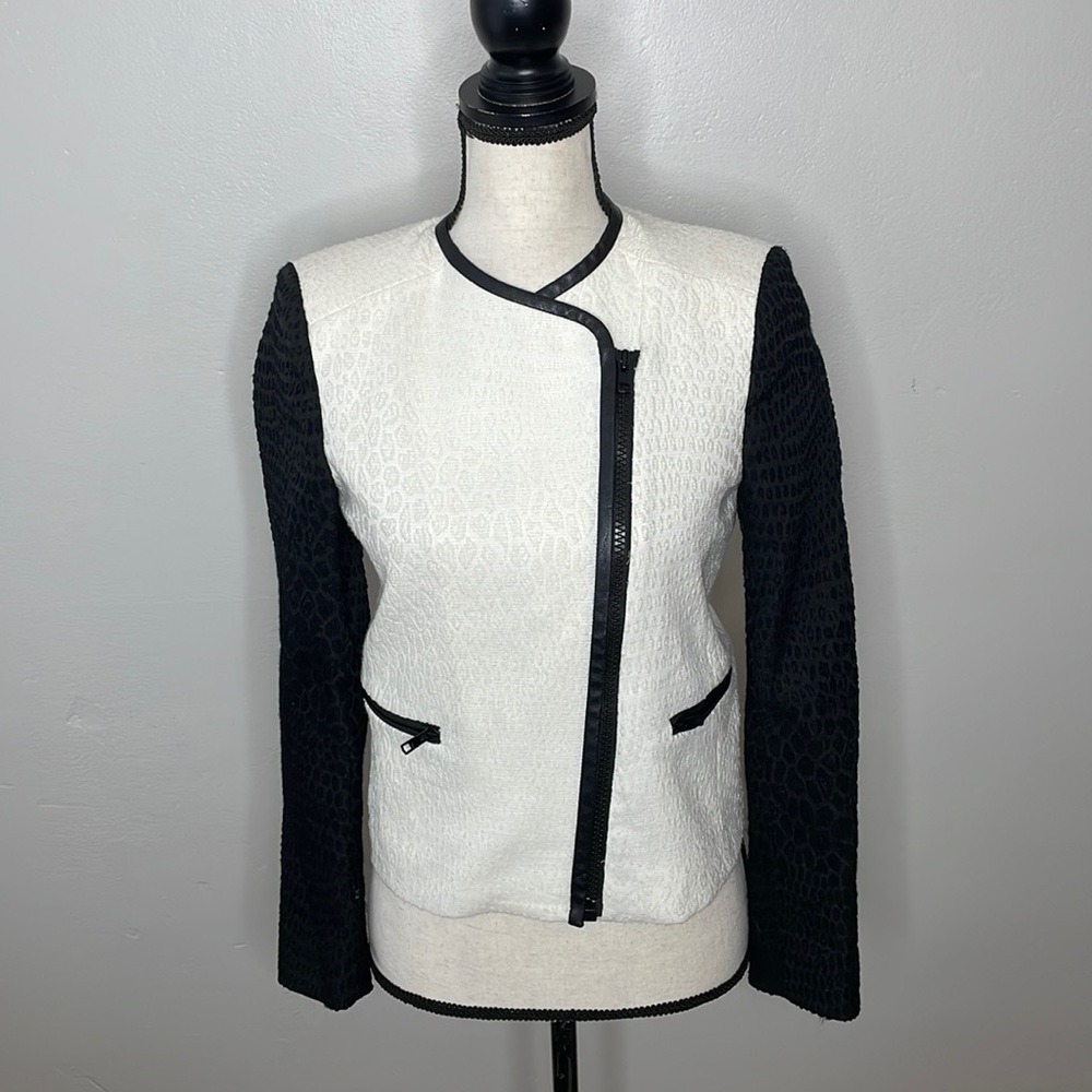 Sandro Paris Leather trim jacket